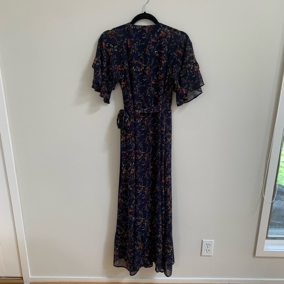Madewell Vervain Ruffle-Sleeve Wrap Dress in Moonless Floral Size XS - Picture 4 of 11